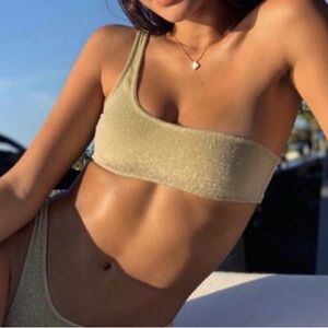 triangl swimwear Melrose Gold One-Shoulder Bikini Set